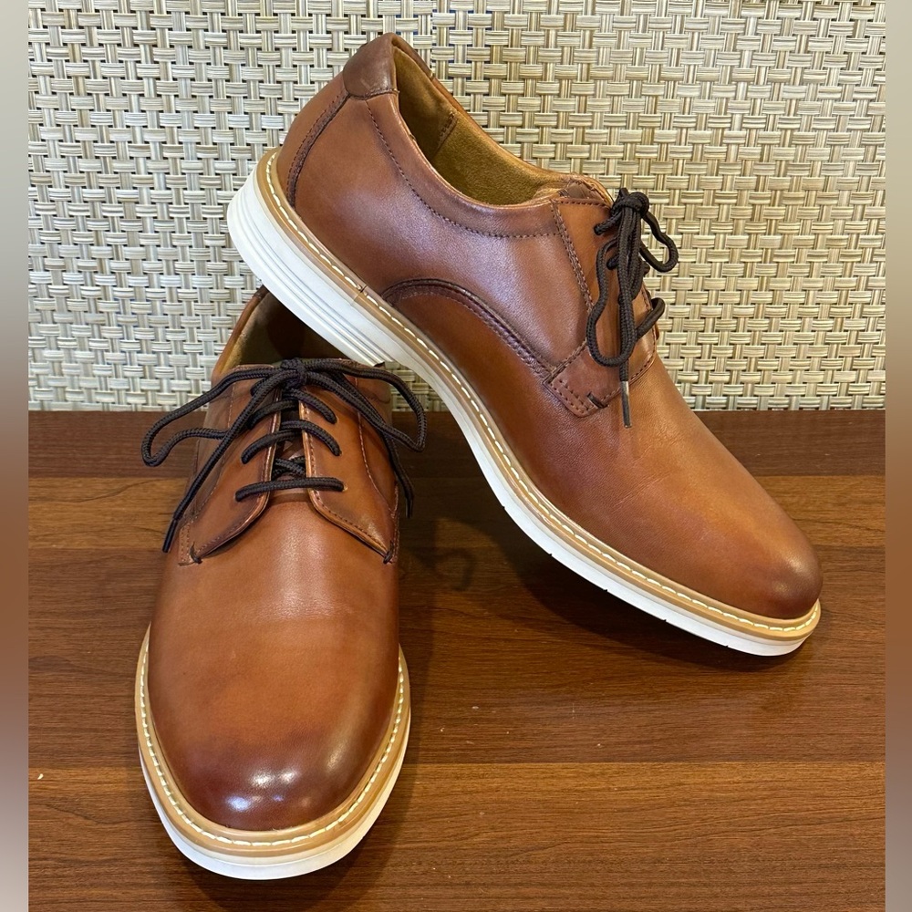 🌟HP🌟Florsheim Tan Leather Norwalk Plain Burnished Toe Comfortech Derby 8